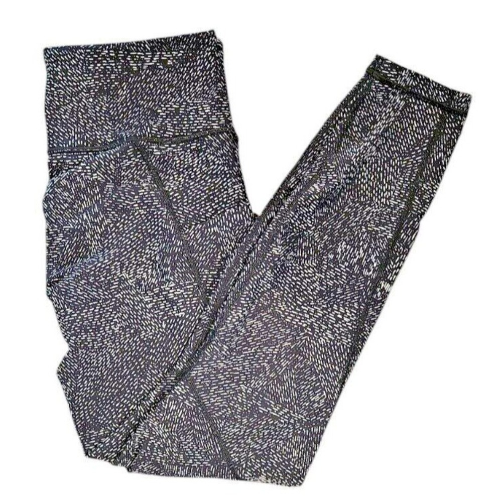 Athleta Salutation Stash Pocket Tight Leggings Black White Dash Print Medium